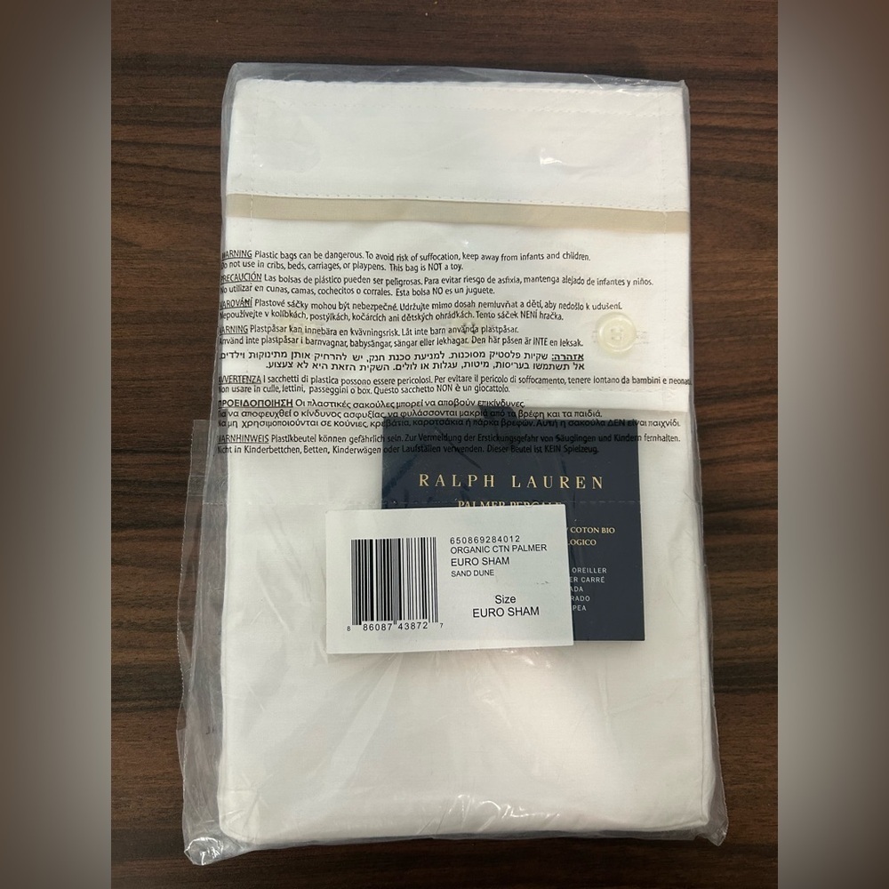 Ralph Lauren Organic Cotton Palmer Percale Euro Pillow Sham Sand Dune